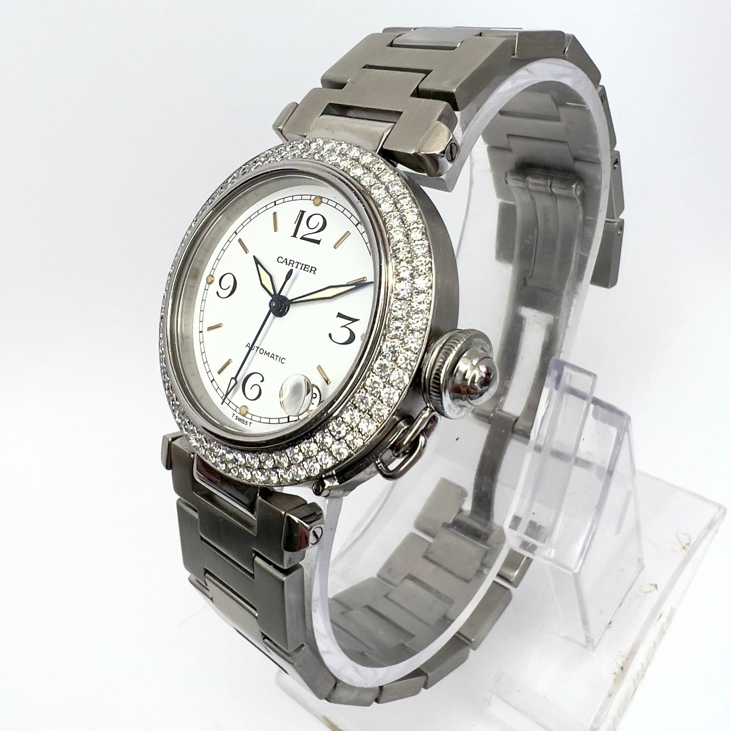 CARTIER PASHA Automatic 35mm Steel 1.81TCW DIAMOND Watch