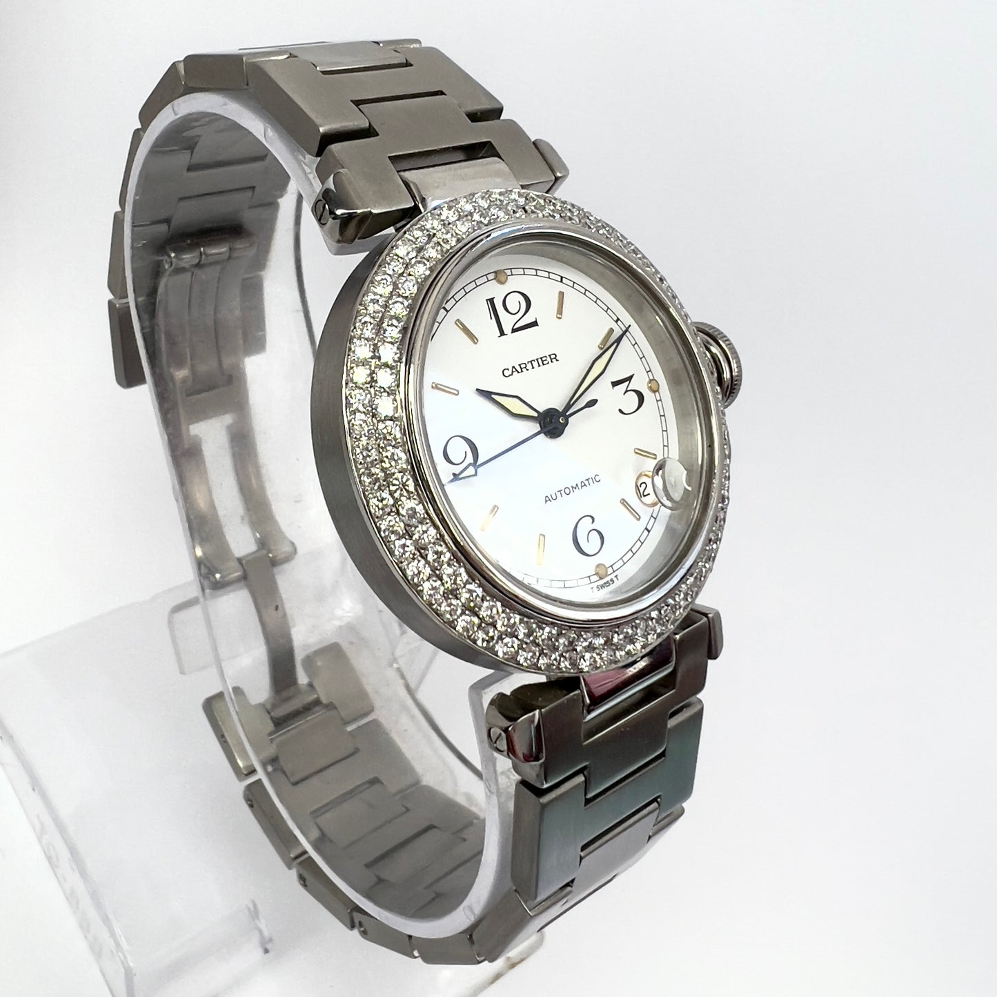 CARTIER PASHA Automatic 35mm Steel 1.81TCW DIAMOND Watch