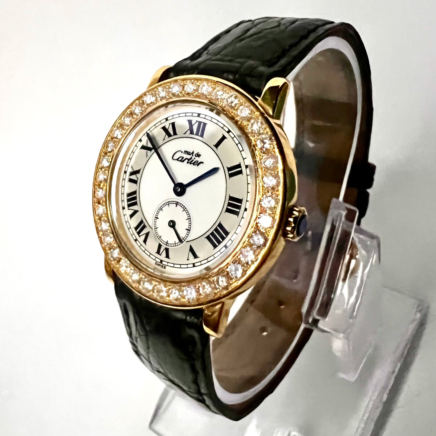 CARTIER RONDE Quartz 32mm Electroplated Silver 2.04TCW DIAMOND Watch