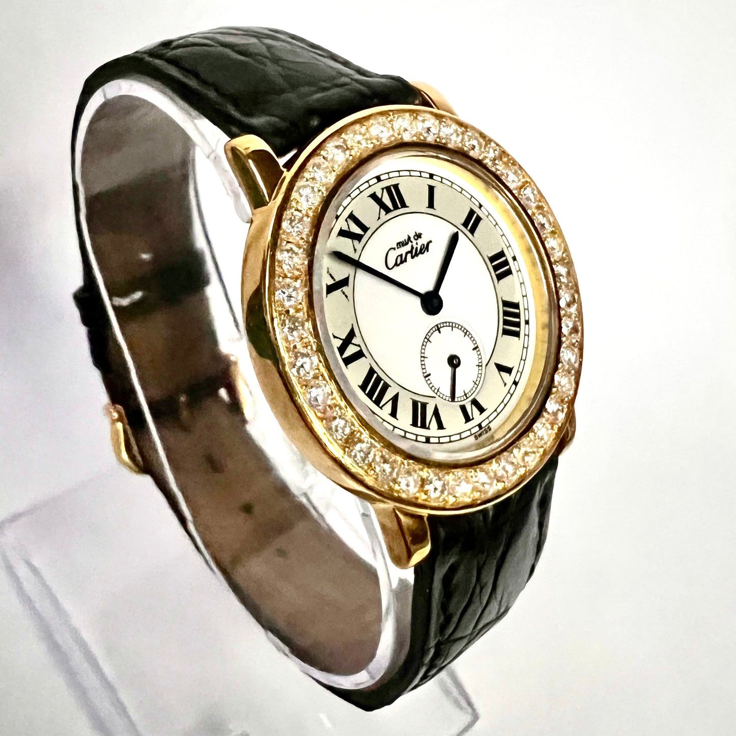 CARTIER RONDE Quartz 32mm Electroplated Silver 2.04TCW DIAMOND Watch