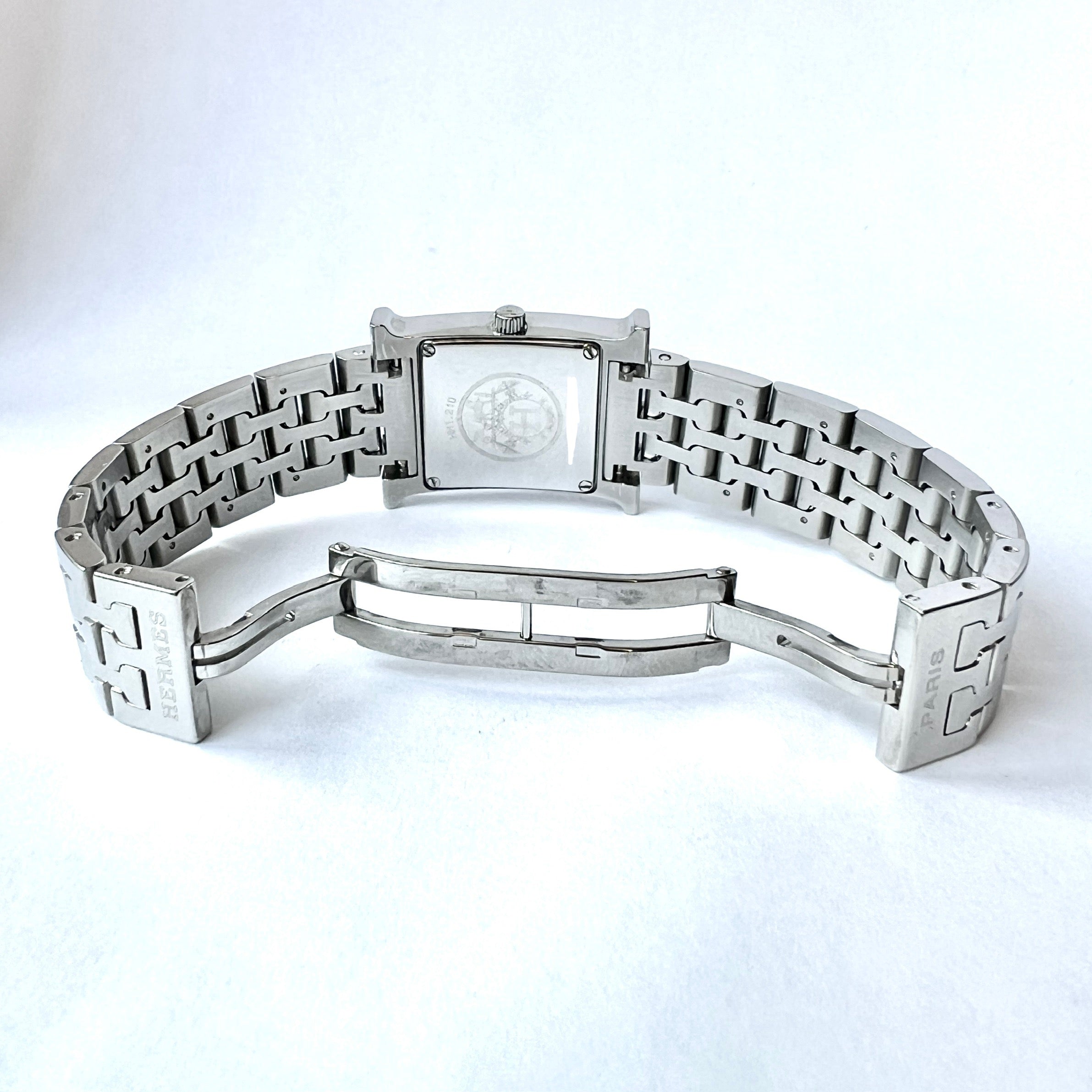 HERMÈS HEURE H Quartz 25mm Steel 0.91TCW DIAMOND Watch Silver Dial