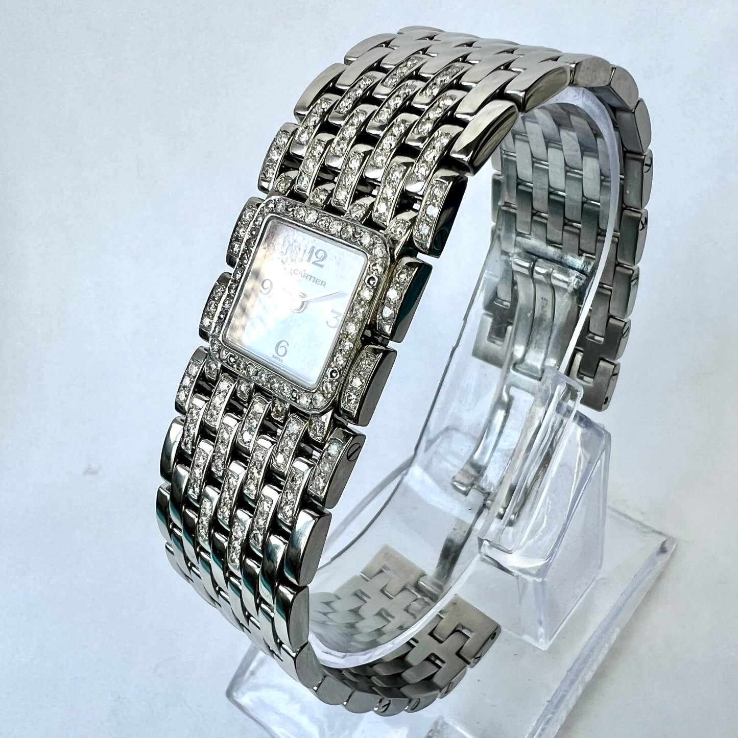 CARTIER PANTHERE RUBAN Quartz 21mm Steel 1.32TCW DIAMOND Watch