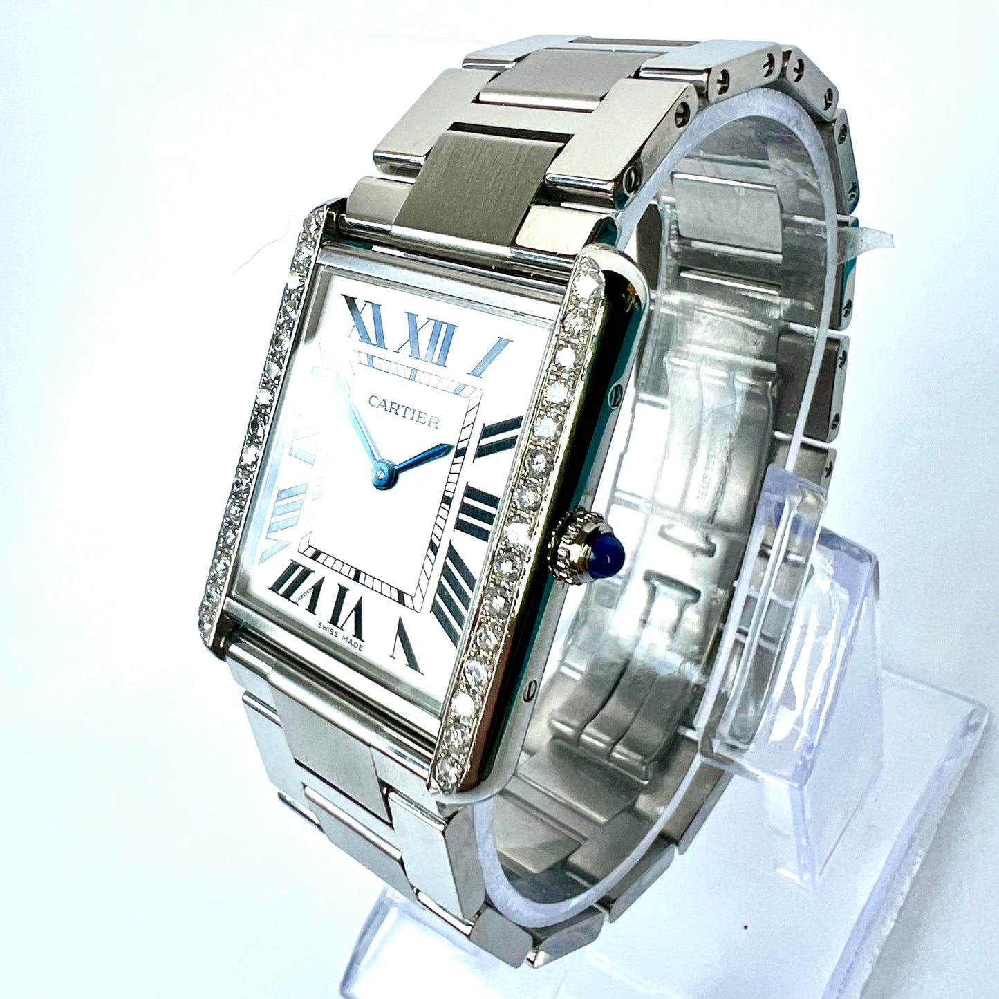 CARTIER TANK SOLO Quartz 27mm Steel 0.75TCW DIAMOND Watch