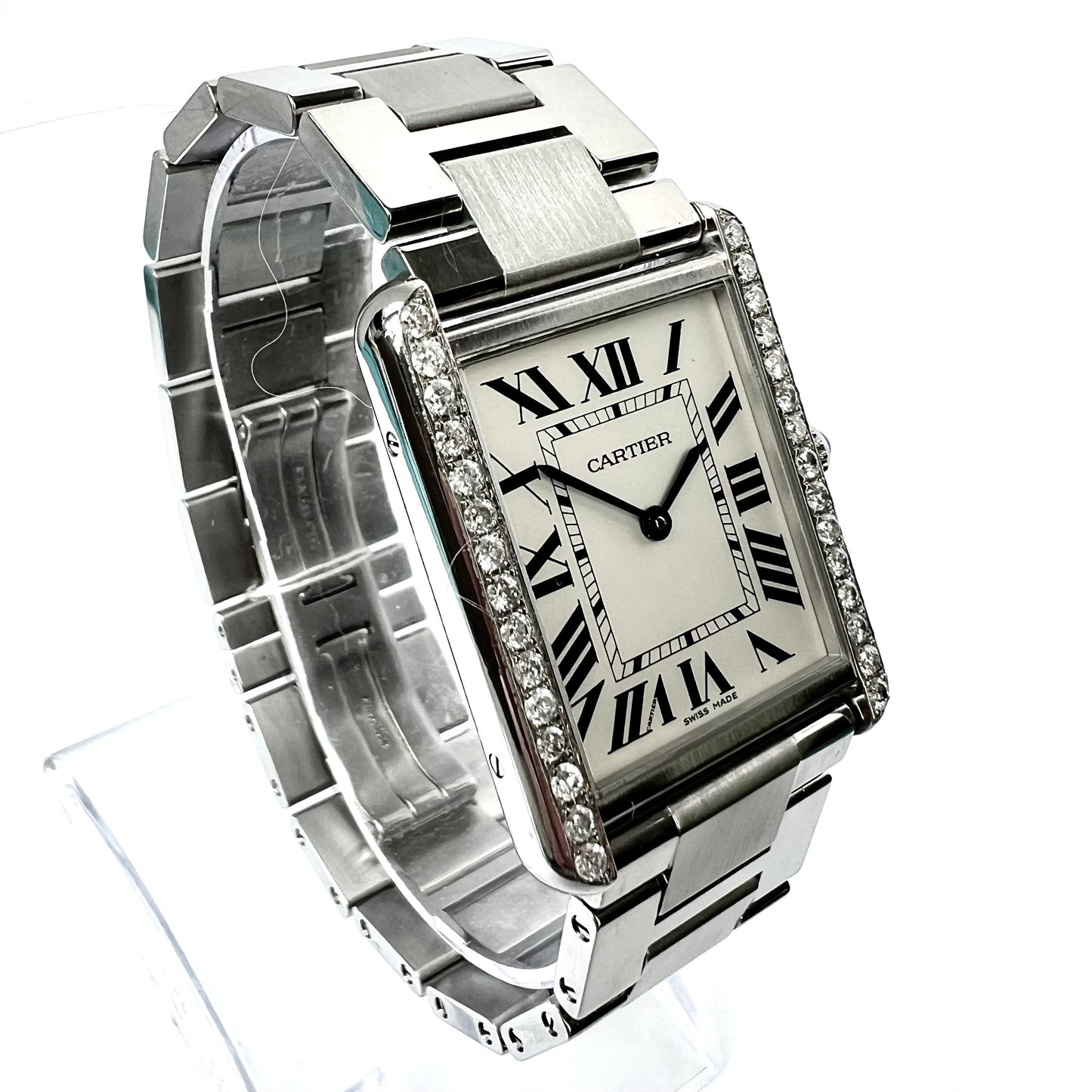 CARTIER TANK SOLO Quartz 27mm Steel 0.75TCW DIAMOND Watch