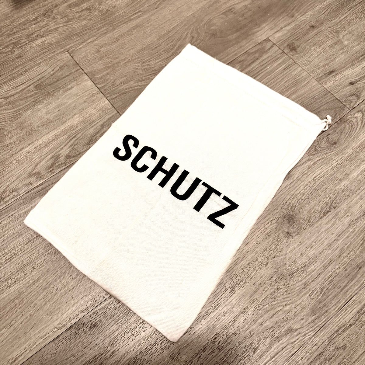 SCHUTZ Soft White Drawstring Dust Bag 15x10.25”