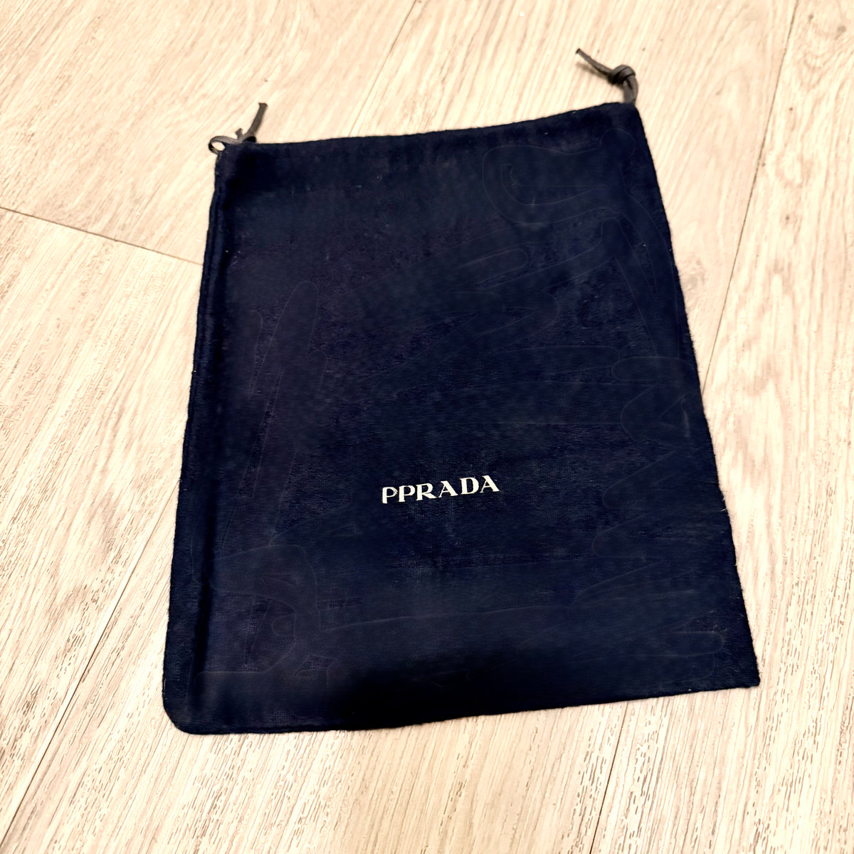 PRADA Soft 100% Cotton Flannel Navy Blue Drawstring Dust Bag 10x8.25”
