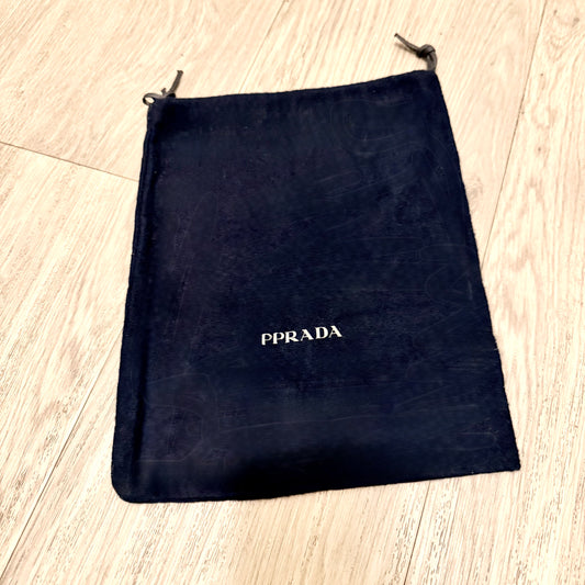 PRADA Soft 100% Cotton Flannel Navy Blue Drawstring Dust Bag 10x8.25”