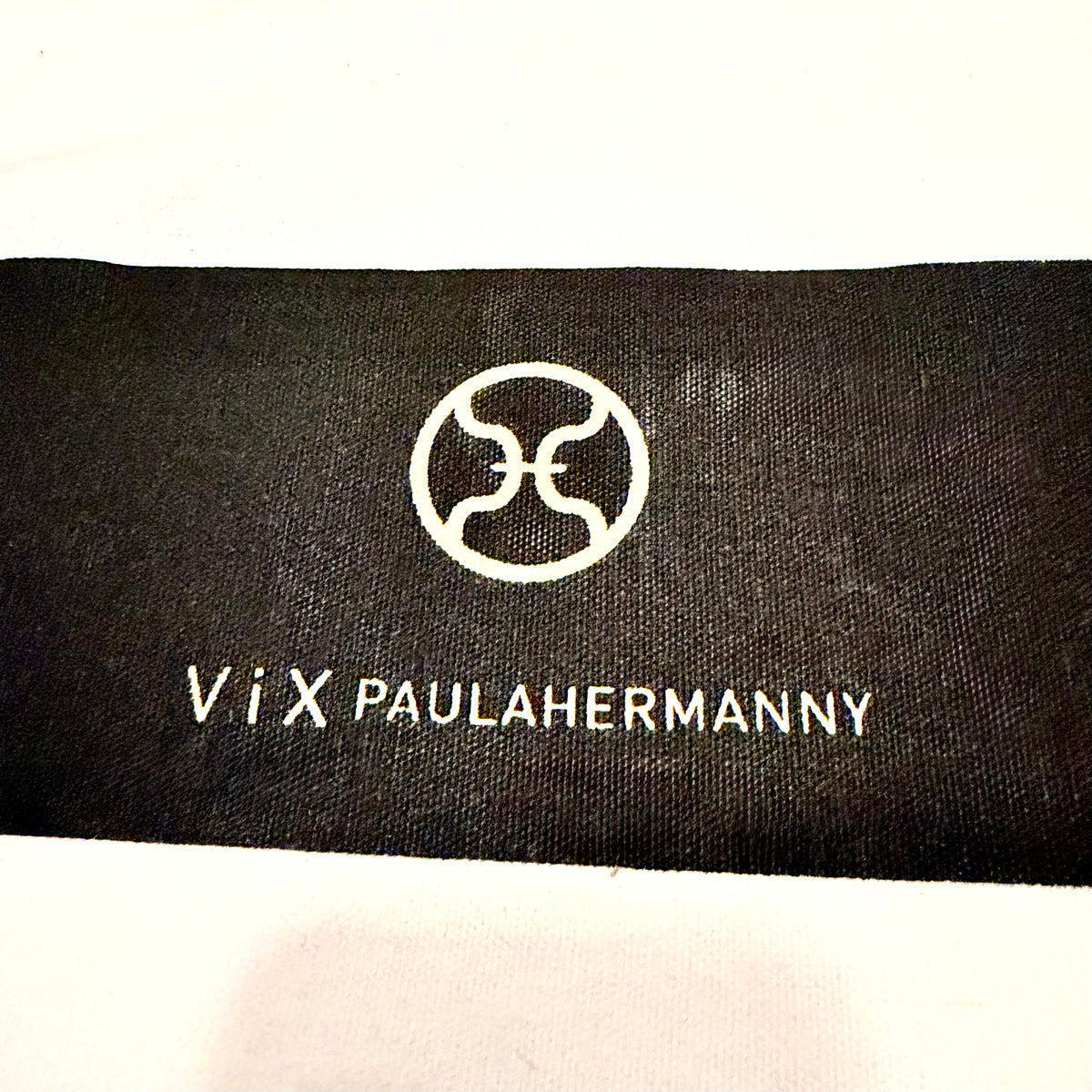 VIX Paulahermanny Cotton White/Black Gold Logo Drawstring Dust Bag 14.10x12.10”