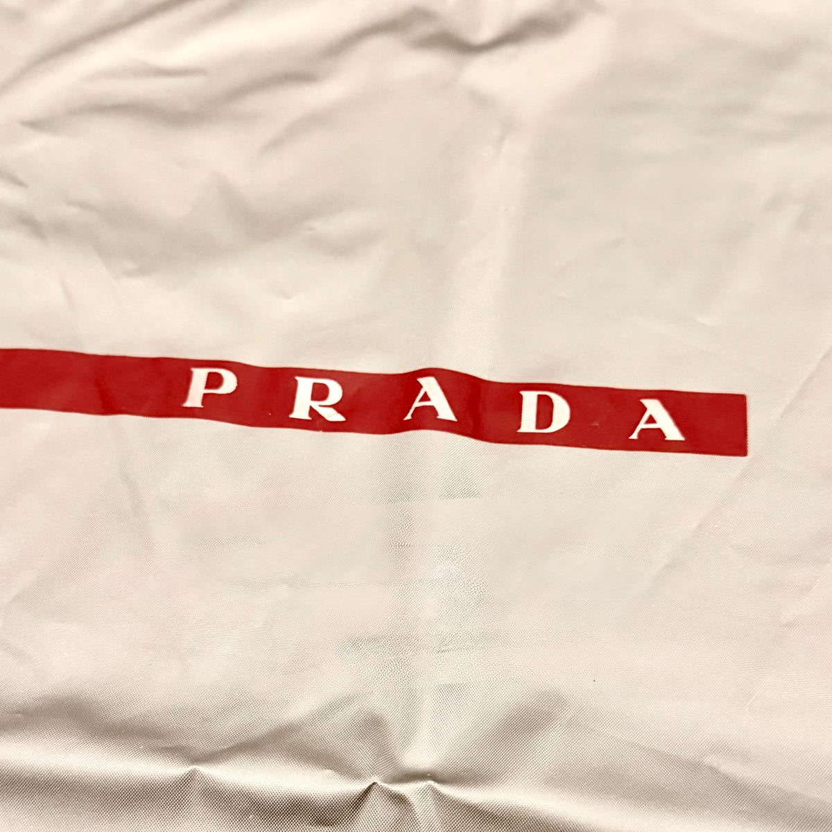 PRADA Nylon Water Resistant Gray Purse Dust Bag 19.5x16.5” w/Red Stripe Logo