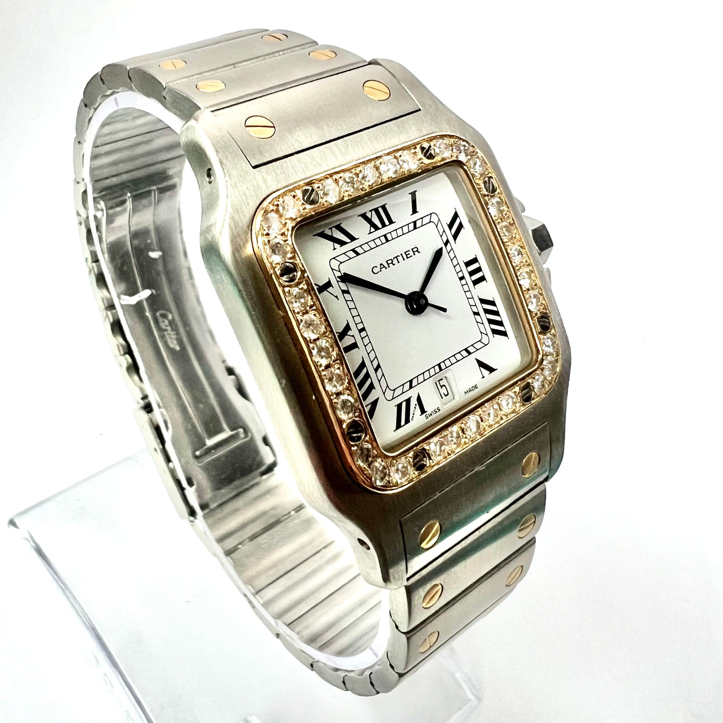 CARTIER SANTOS GALBEE 29mm Quartz 2 Tone 0.85TCW Diamond Watch