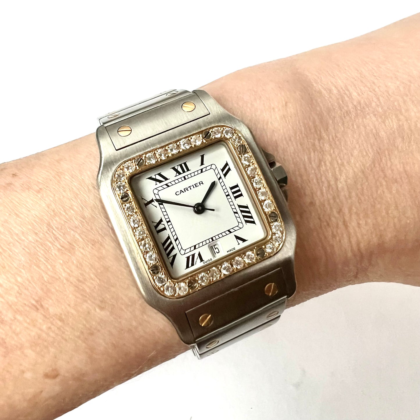 CARTIER SANTOS GALBEE 29mm Quartz 2 Tone 0.85TCW Diamond Watch