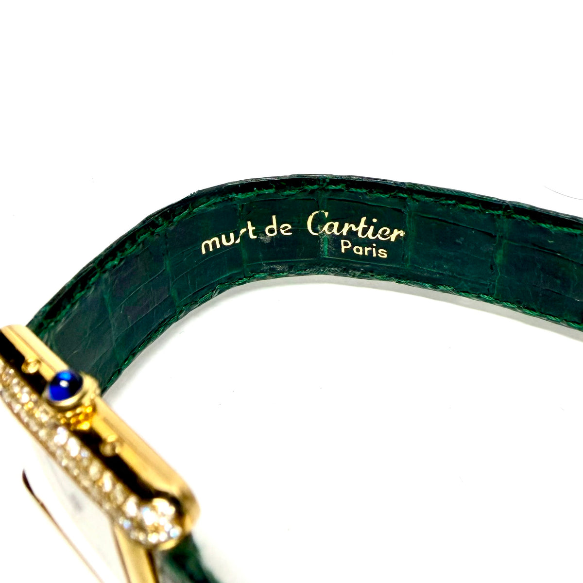 Must de CARTIER TANK VERMEIL Quartz 20mm GP Silver 0.63TCW Diamond Watch White Logo Dial