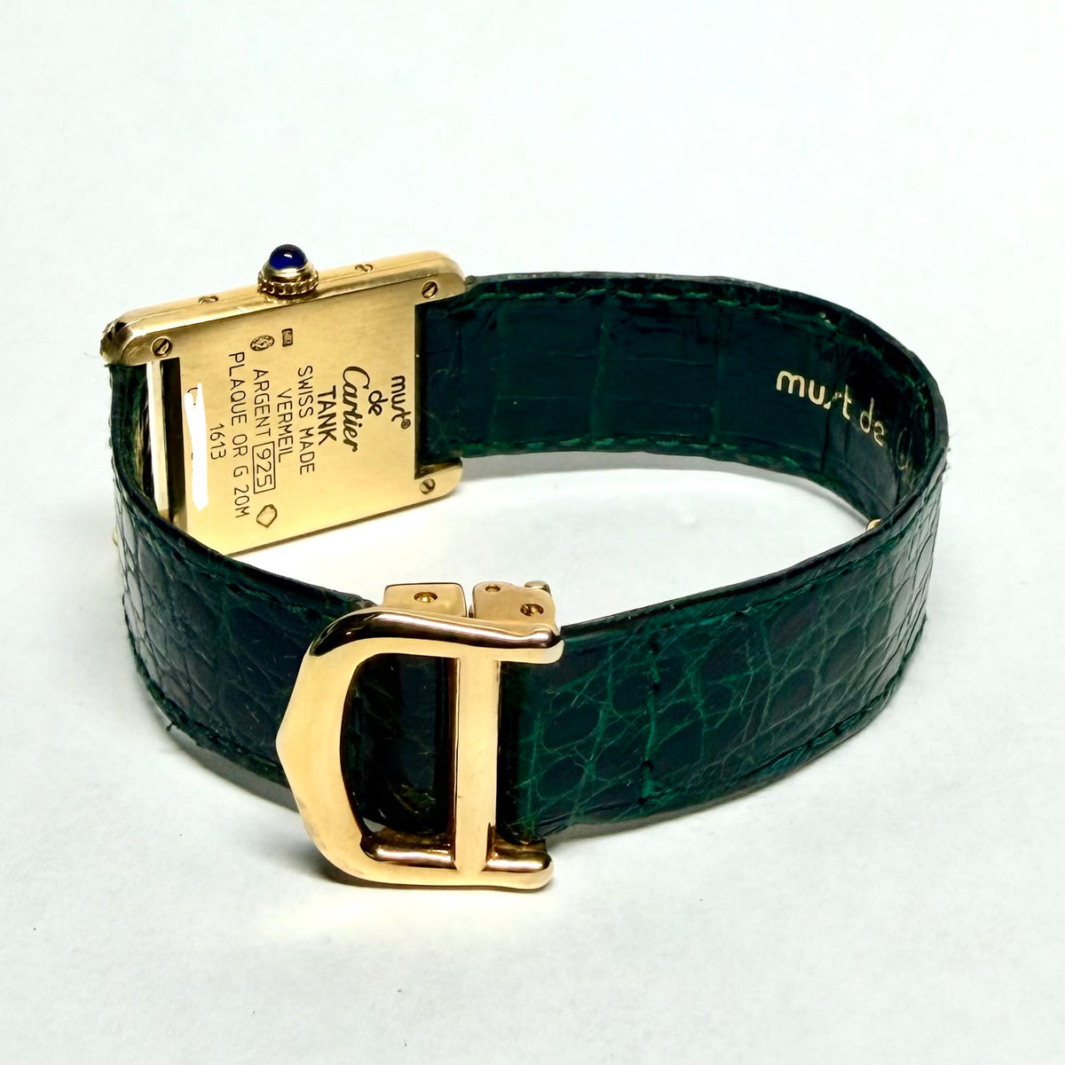 Must de CARTIER TANK VERMEIL Quartz 20mm GP Silver 0.63TCW Diamond Watch White Logo Dial