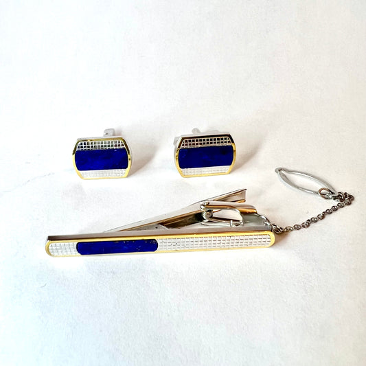 Sterling Silver CUFFLINKS and TIE BAR 20.35G