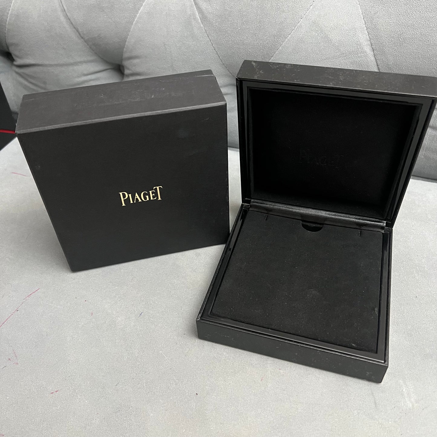 PIAGET Black Necklace Box + Outer Box 6x6x2.25 inches