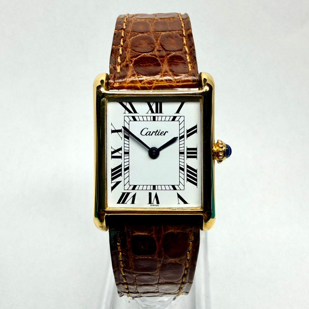 CARTIER TANK Manual Winding 23mm GP Silver Watch White Dial