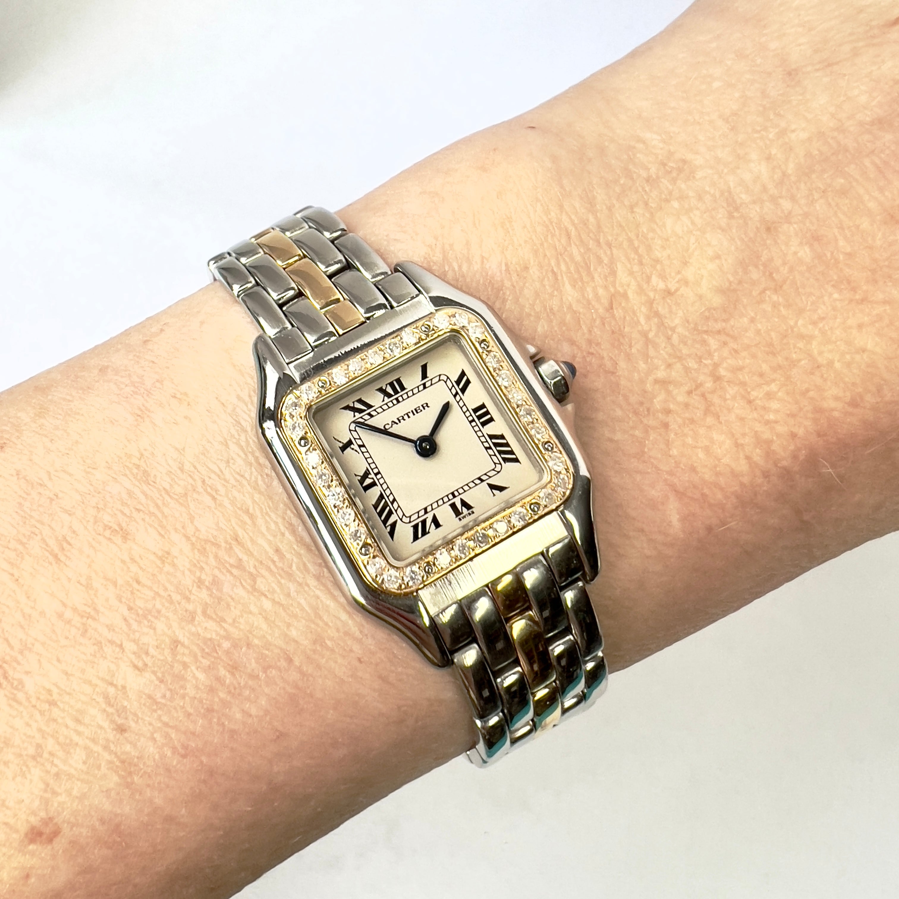 CARTIER Quartz 23mm 1 Row Gold 0.32TCW DIAMOND Watch | NATILUXIA