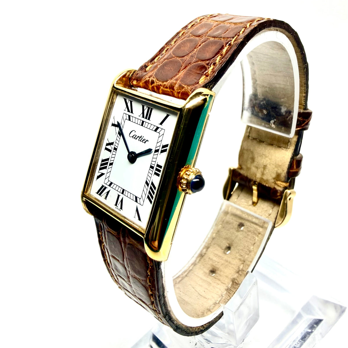 CARTIER TANK Manual Winding 23mm GP Silver Watch White Dial