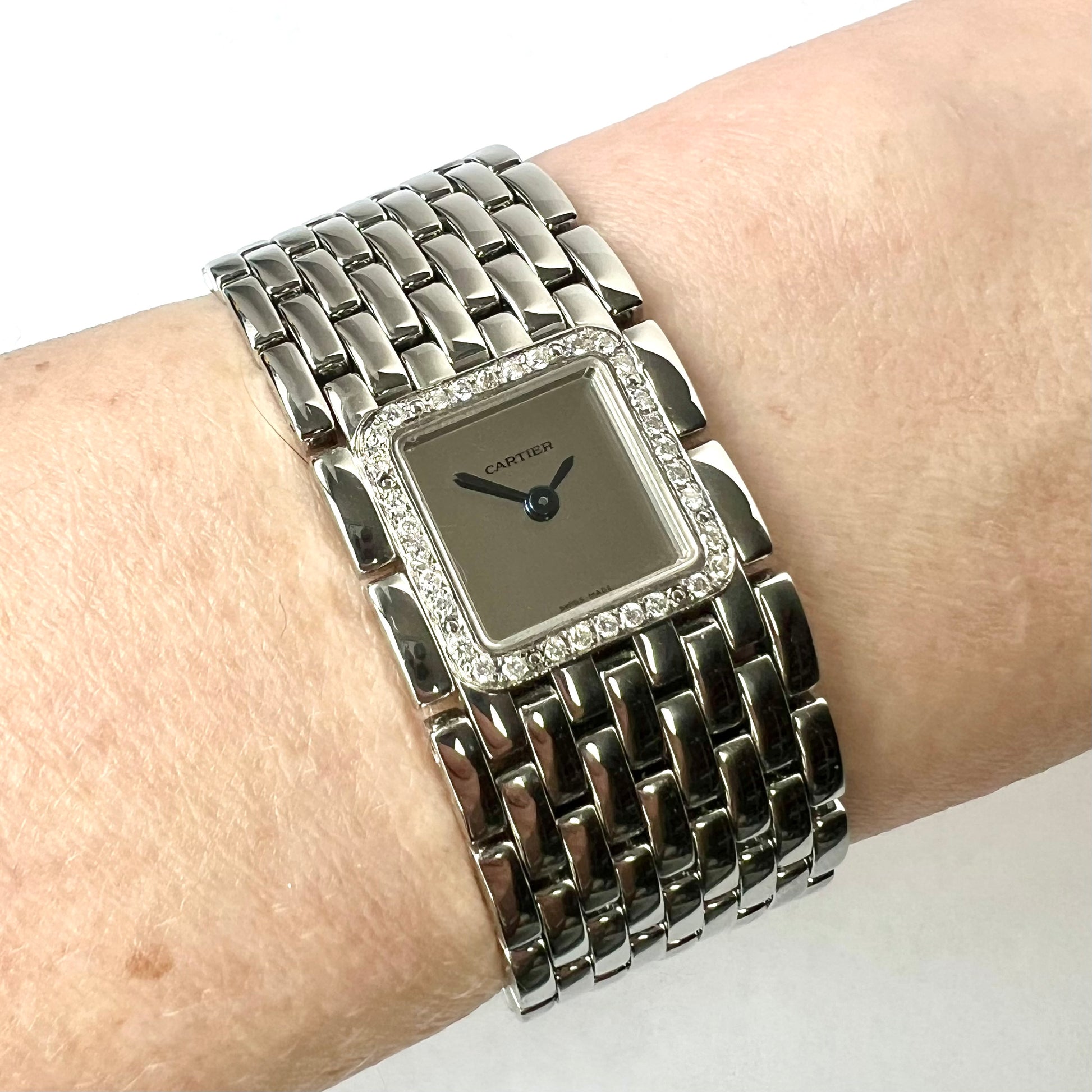 CARTIER Panthere RUBAN Quartz Steel 0.27TCW DIAMOND Watch