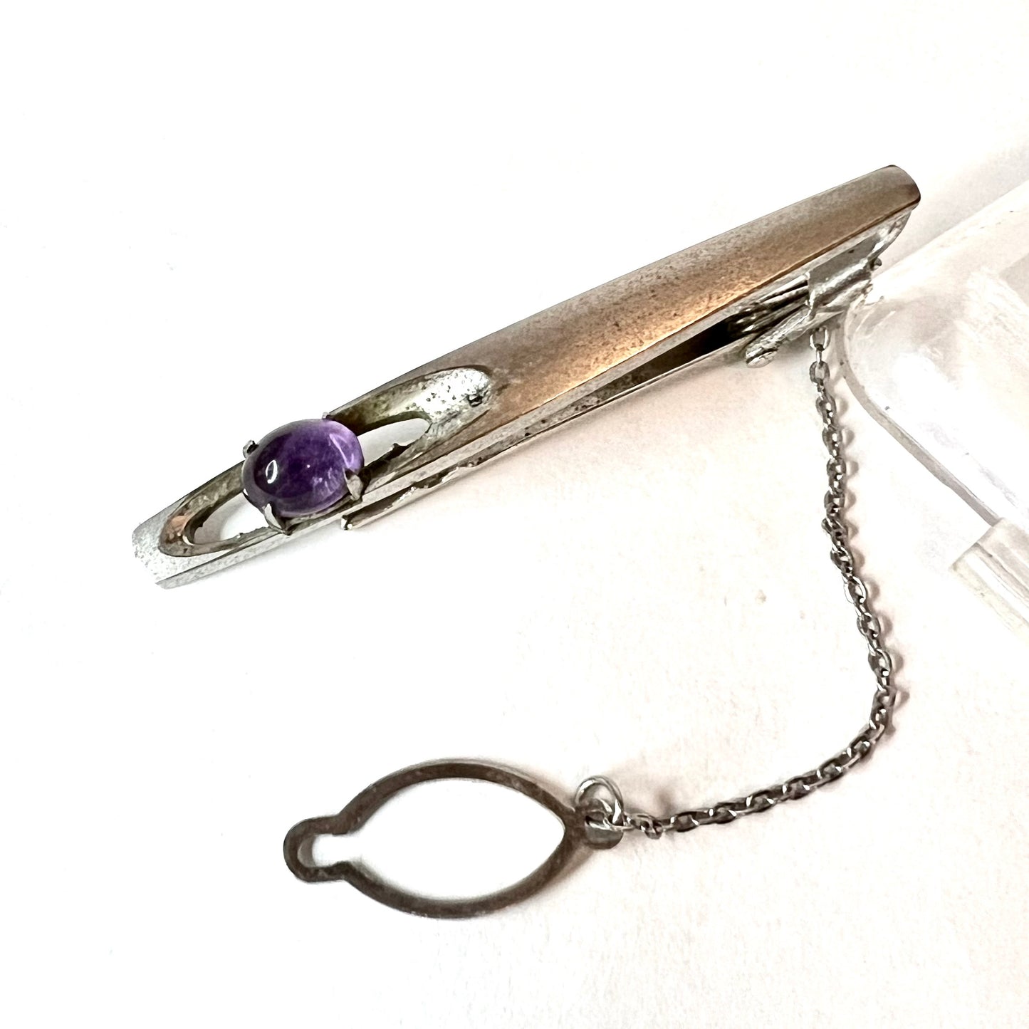 Stainless Steel Purple Stone TIE BAR