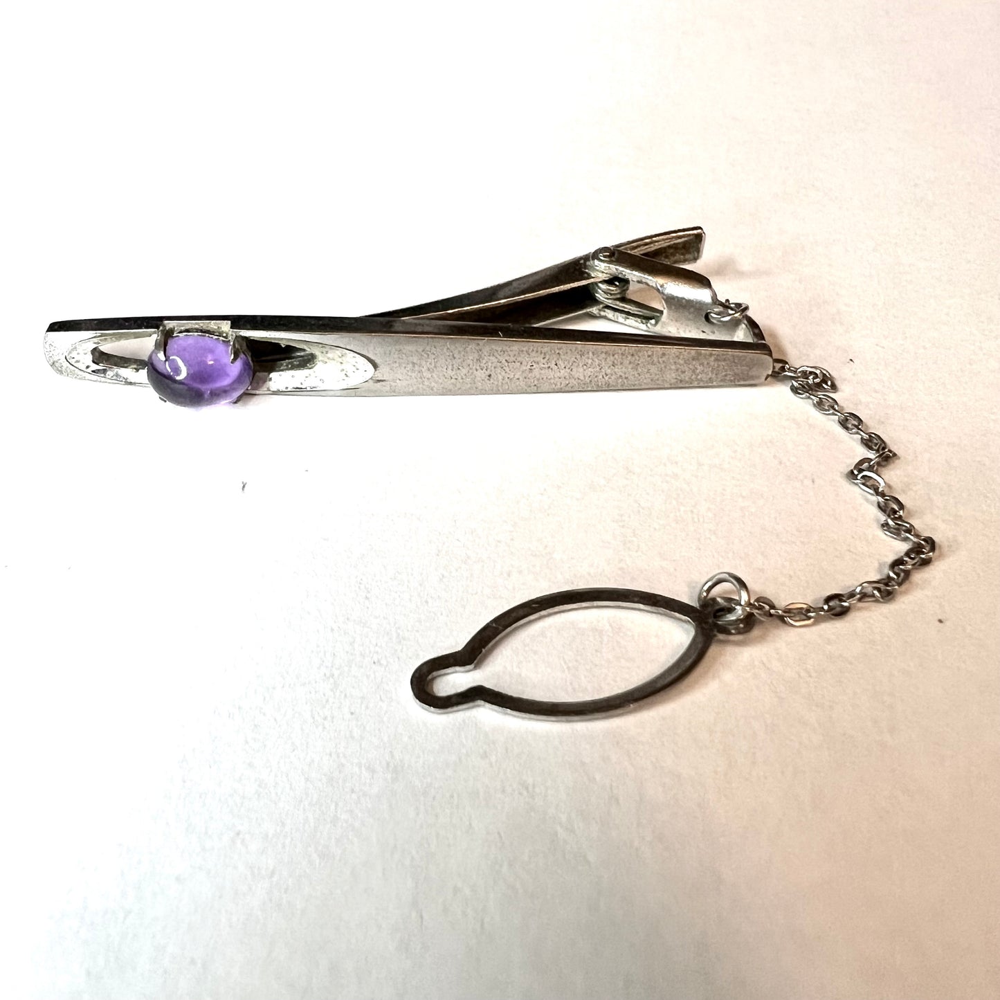 Stainless Steel Purple Stone TIE BAR