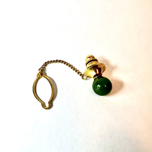 Gold Tone Green Stone TIE TACK