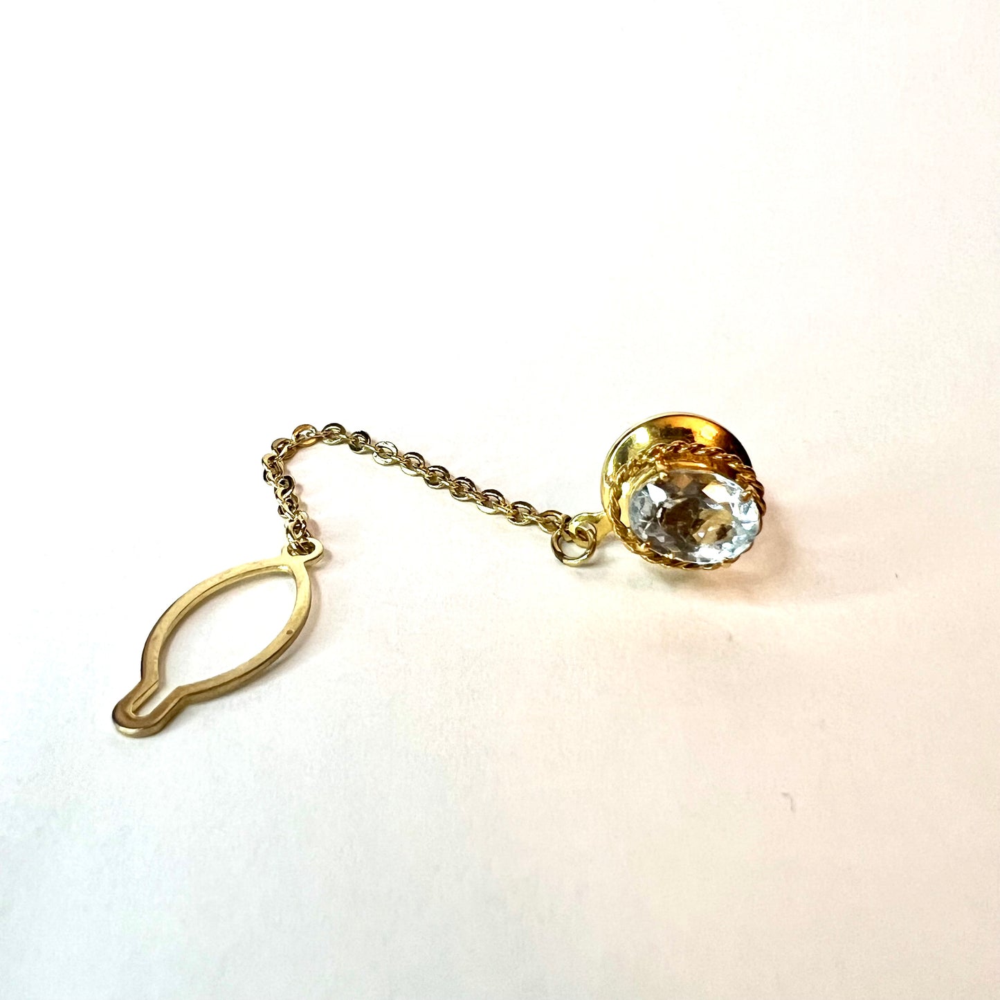 Gold Tone Blue Stone TIE TACK