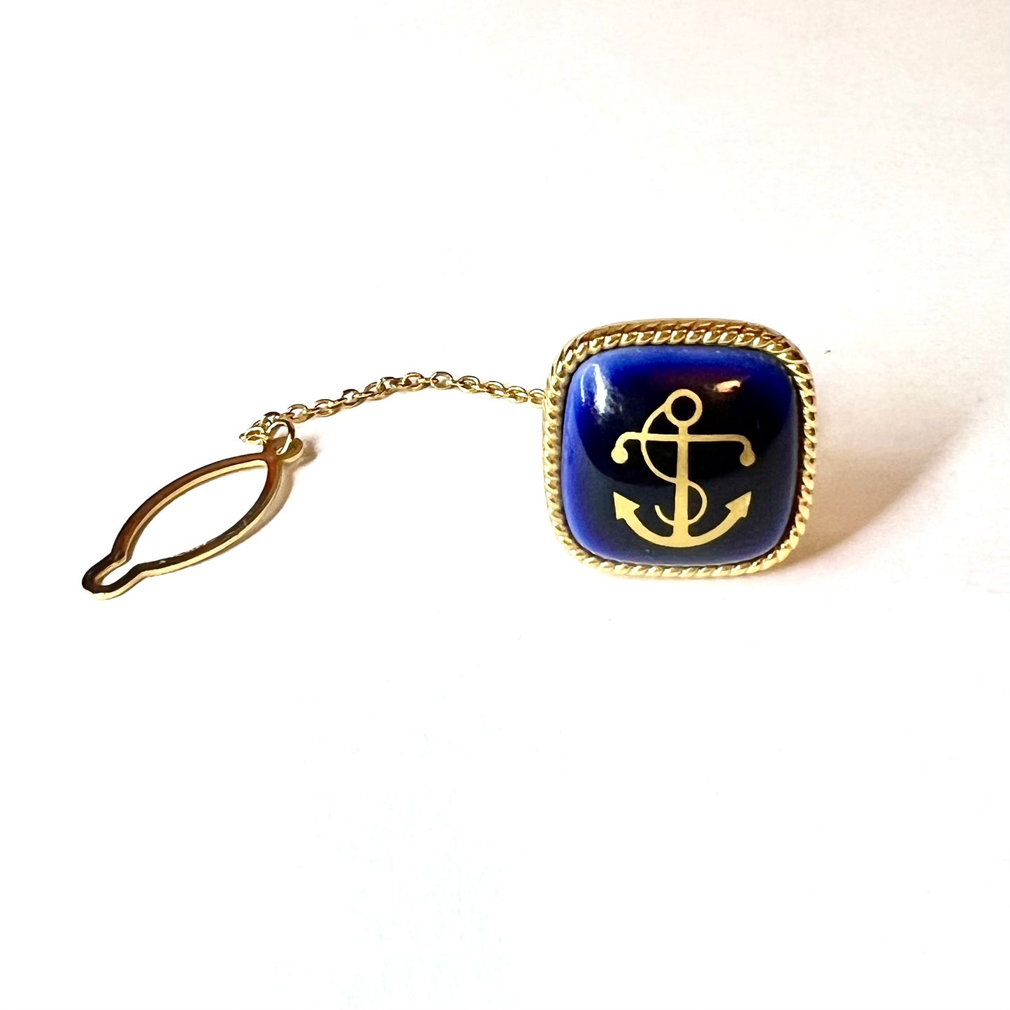 Gold Tone Blue Stone TIE TACK