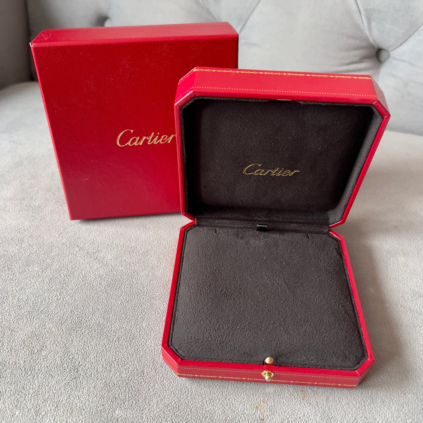 CARTIER Necklace Chain Box + Outer Box 5.25x5.25x2 inches