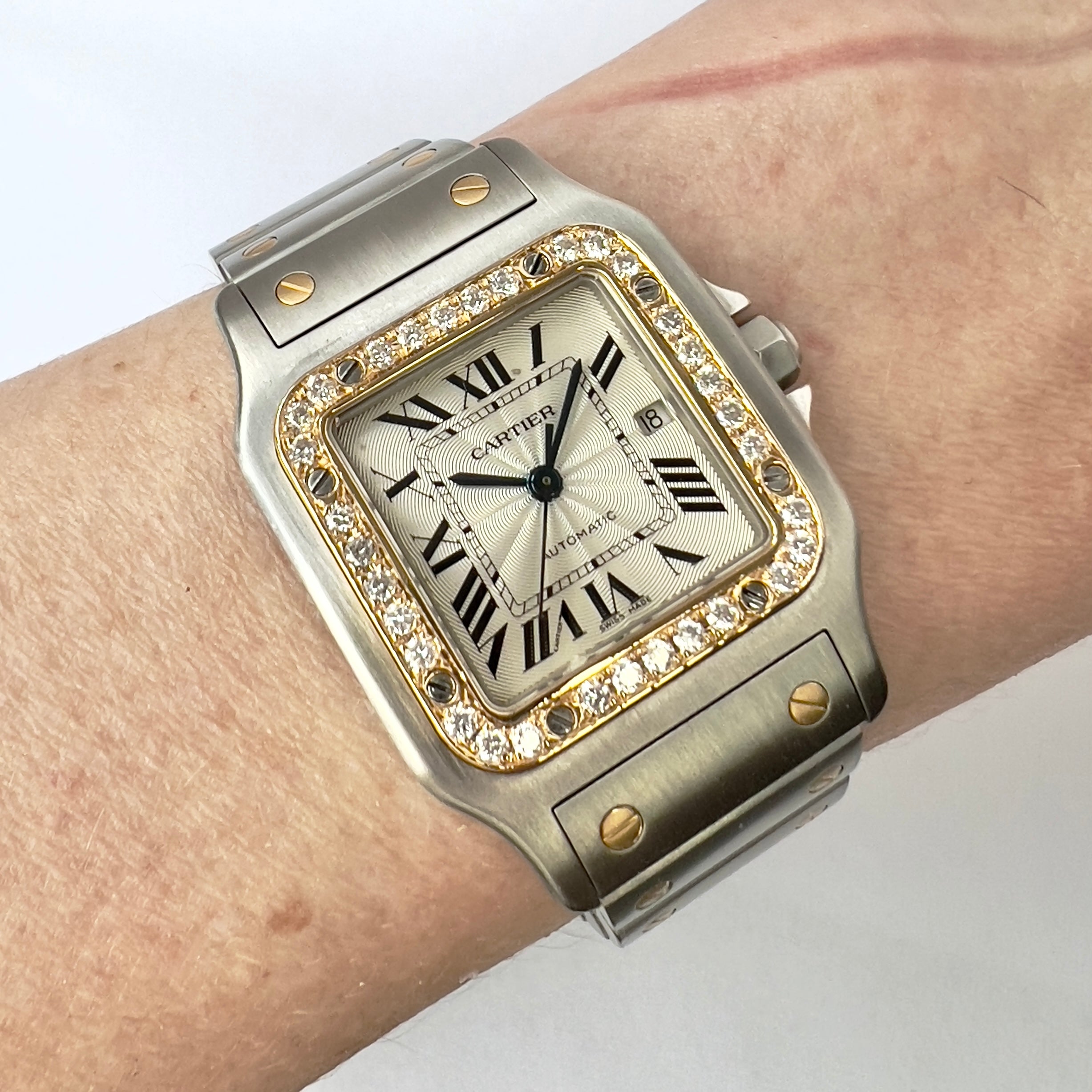 CARTIER SANTOS GALBEE 29mm Automatic 2 Tone 0.75TCW DIAMOND Watch