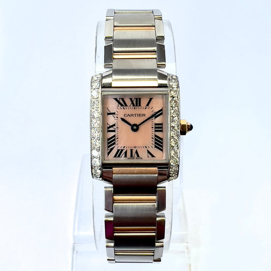 CARTIER TANK FRANCAISE Quartz 20mm 2 Tone 0.80TCW DIAMOND Watch