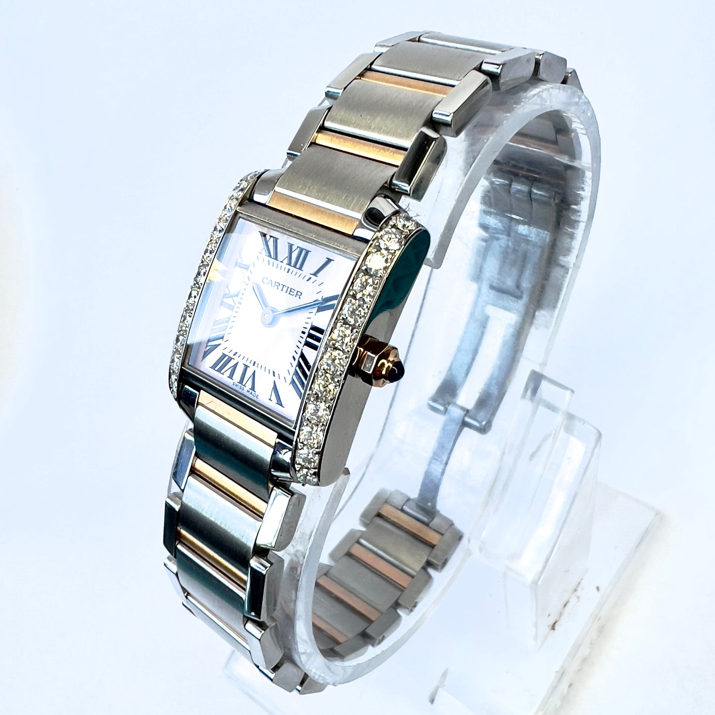 CARTIER TANK FRANCAISE Quartz 20mm 2 Tone 0.80TCW DIAMOND Watch