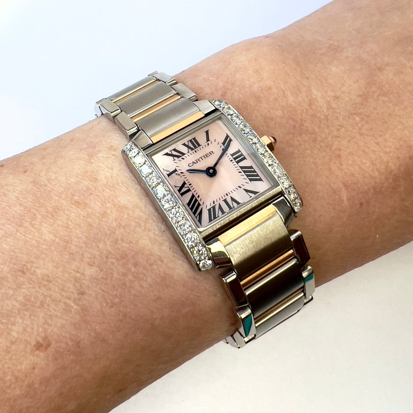 CARTIER TANK FRANCAISE Quartz 20mm 2 Tone 0.80TCW DIAMOND Watch