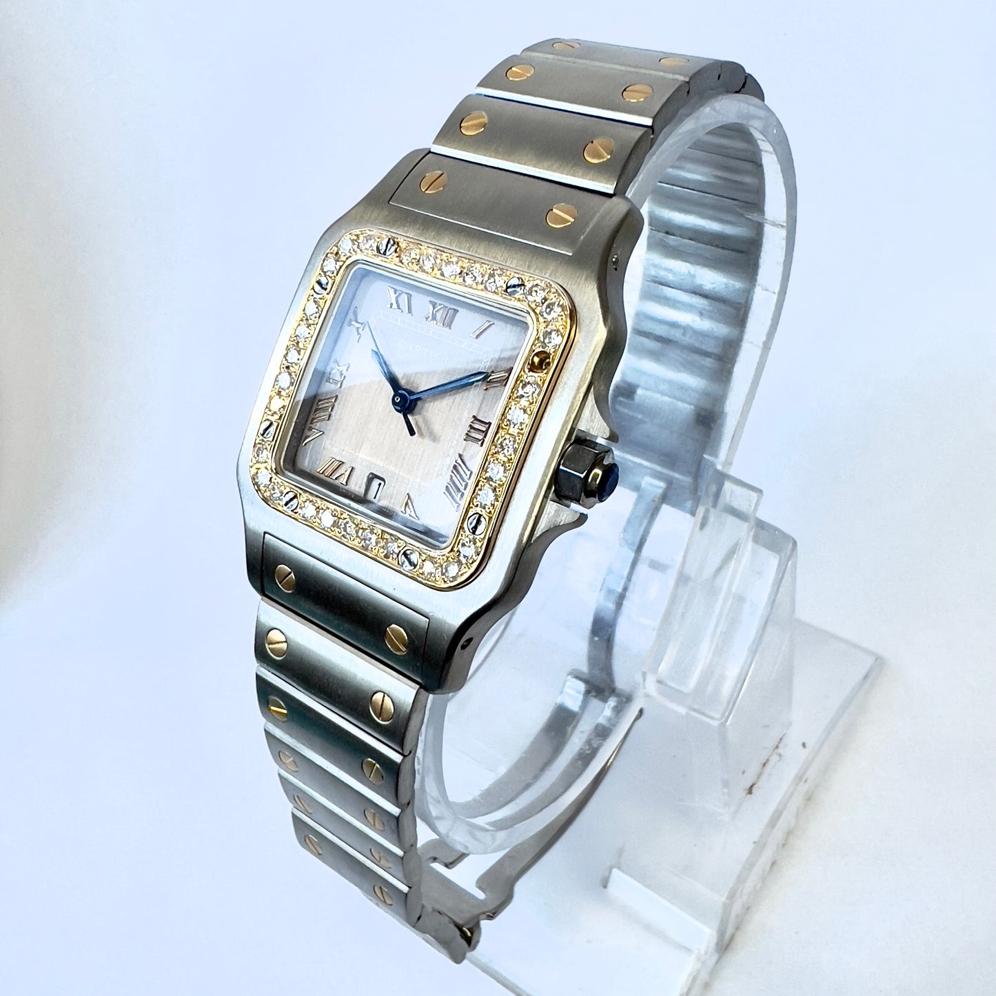 CARTIER SANTOS GALBEE 29mm Quartz 2 Tone 0.85TCW DIAMONDS Watch 