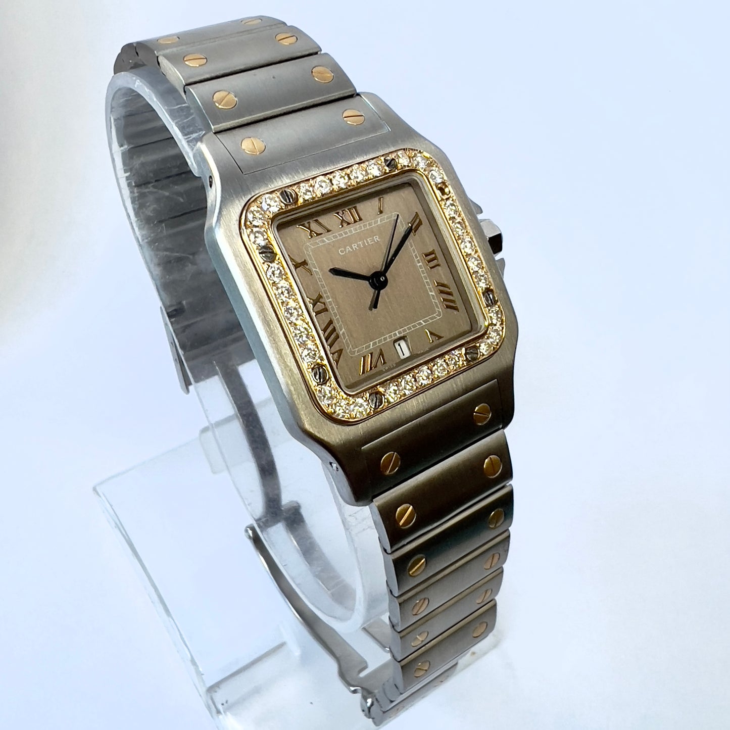 CARTIER SANTOS GALBEE 29mm Quartz 2 Tone 0.85TCW DIAMONDS Watch 