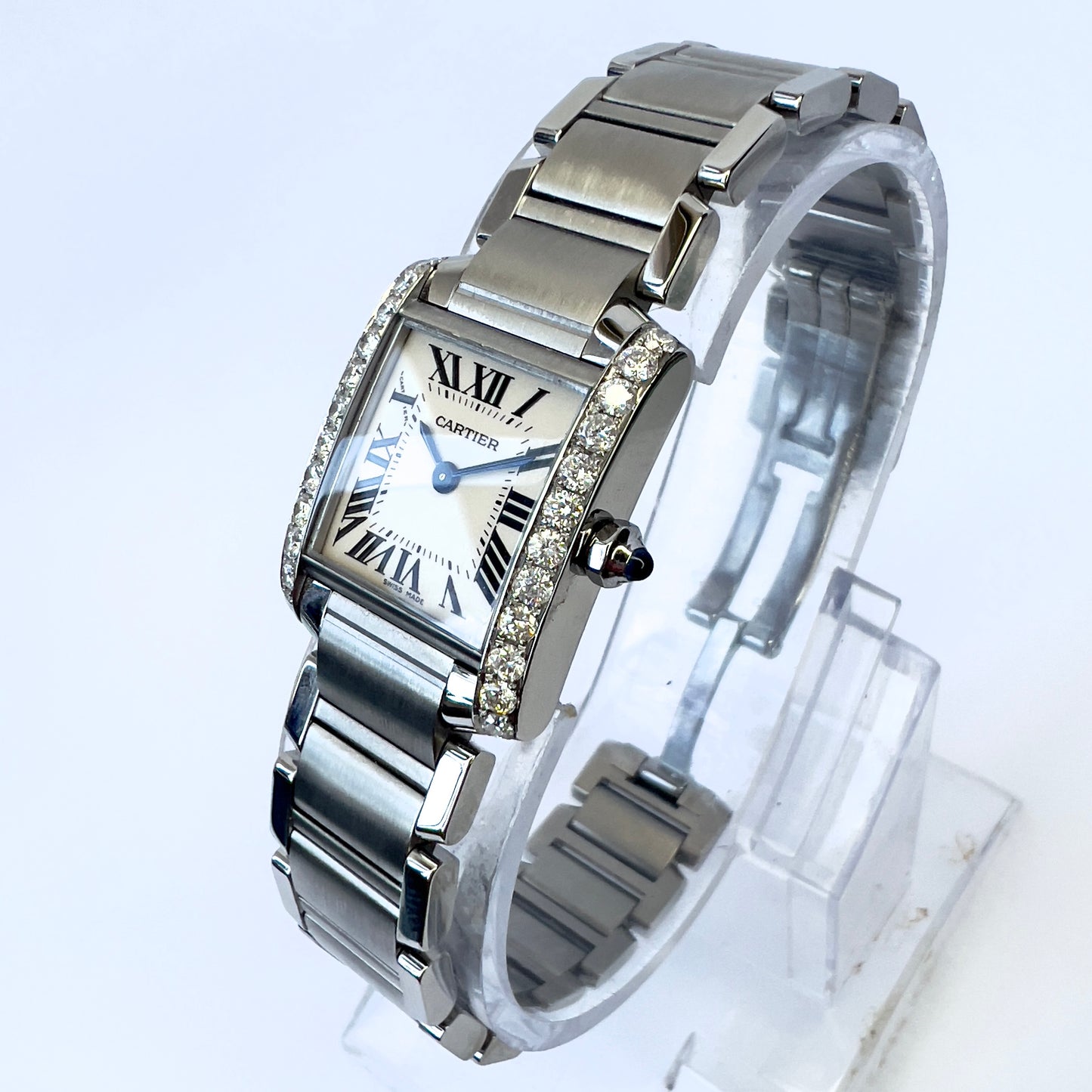 CARTIER TANK FRANCAISE 20mm Quartz Steel 0.80TCW DIAMOND Watch