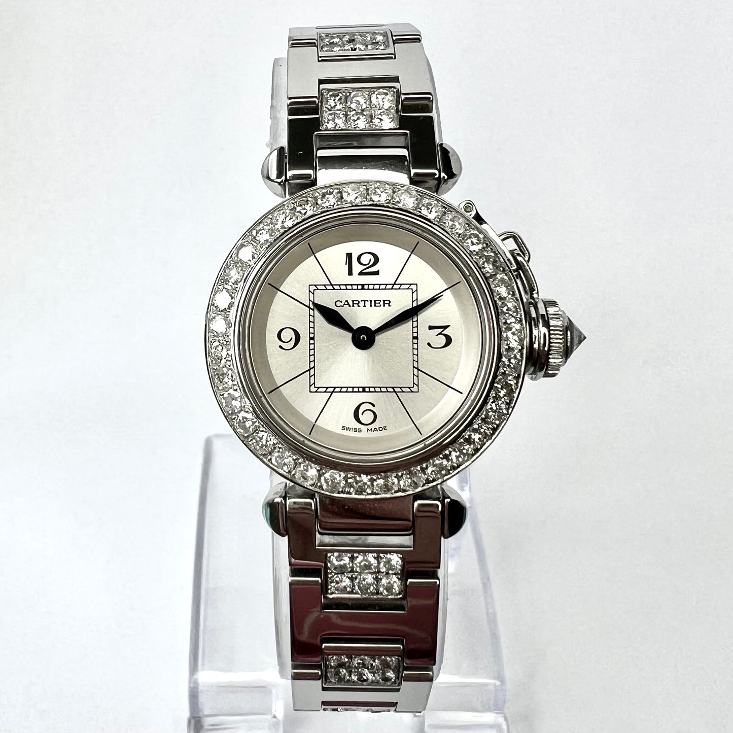 CARTIER PASHA Quartz 26mm Steel 2.3TCW DIAMOND Watch