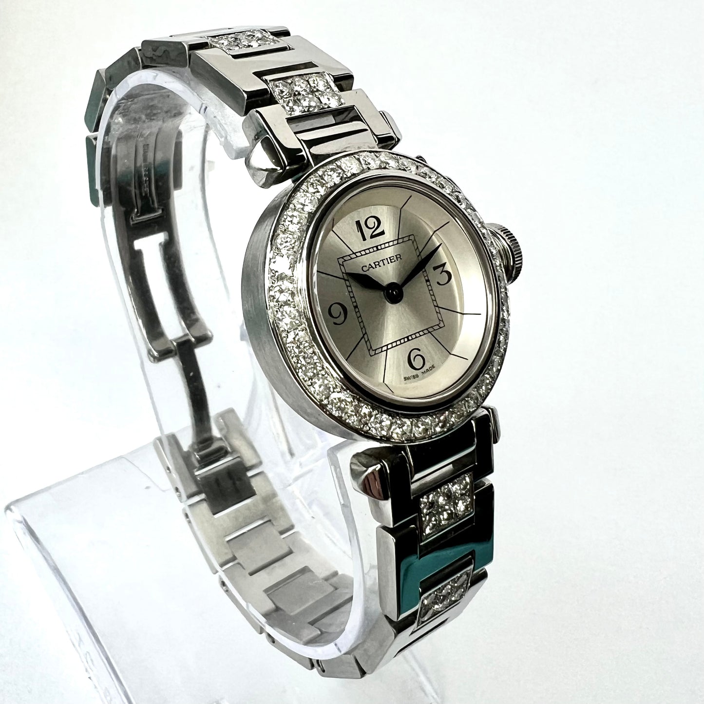 CARTIER PASHA Quartz 26mm Steel 2.3TCW DIAMOND Watch