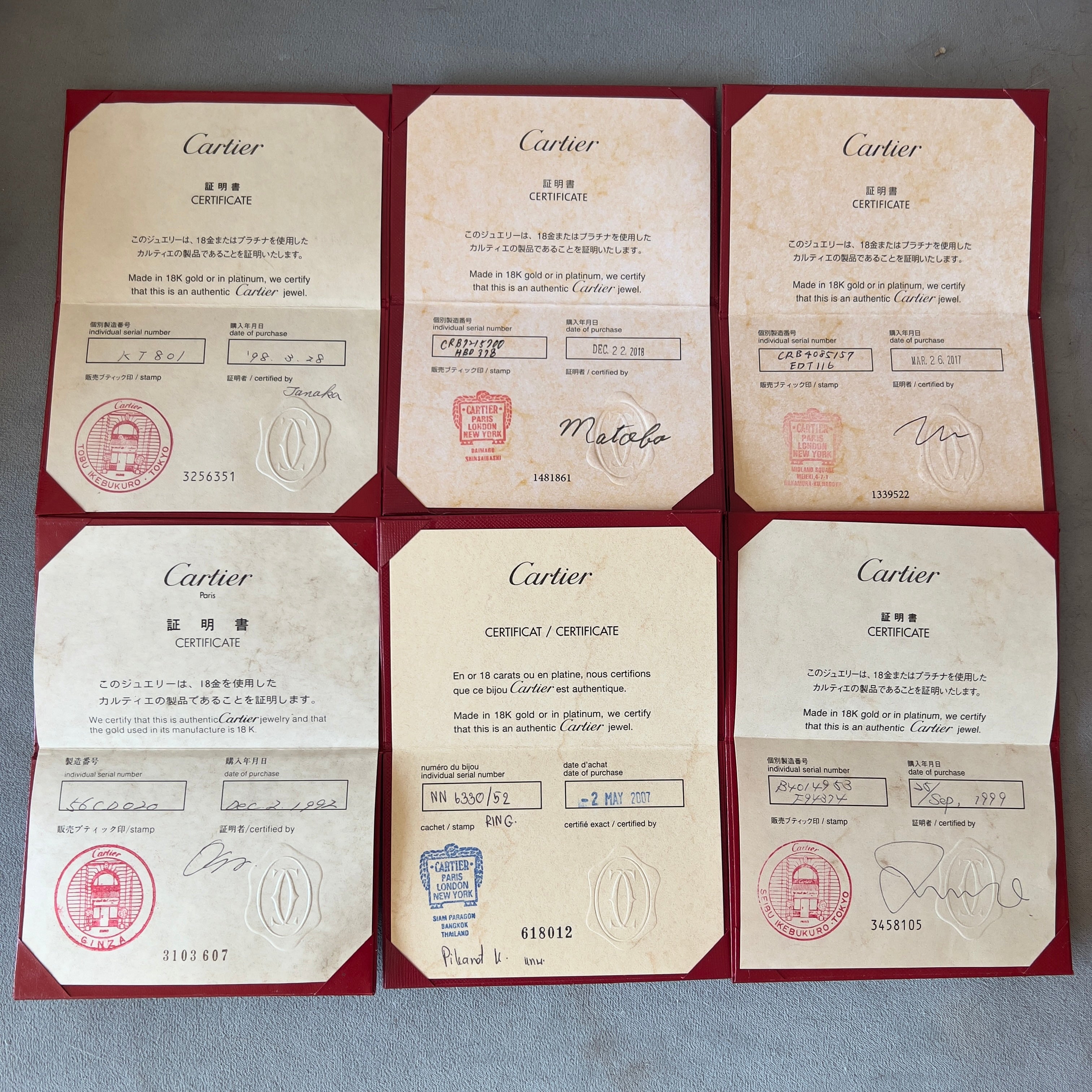 Cartier Confirmation Code CARTIER Jewelry Certificate in Folder 5x3.25