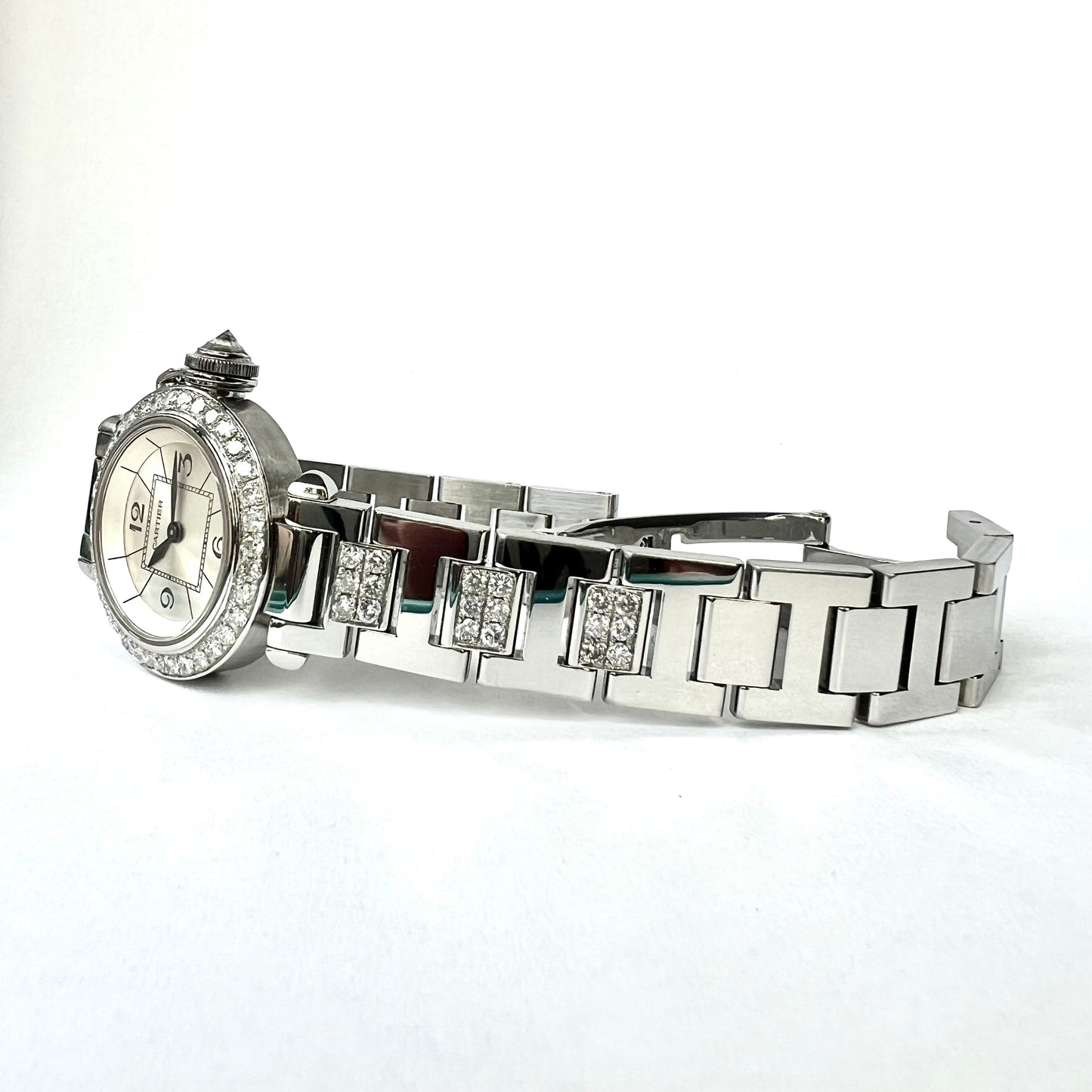 CARTIER PASHA Quartz 26mm Steel 2.3TCW DIAMOND Watch