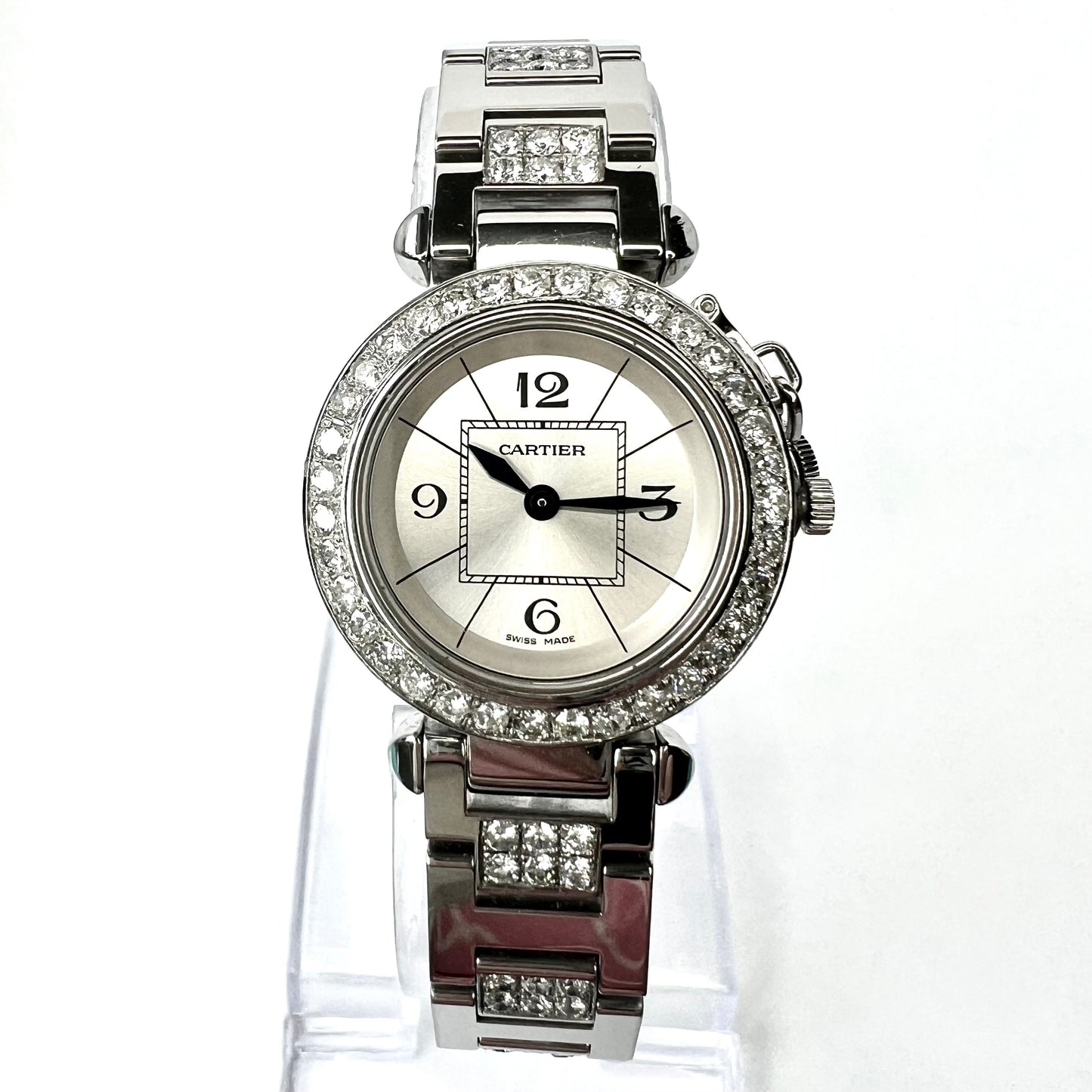 CARTIER PASHA Quartz 26mm Steel 2.3TCW DIAMOND Watch