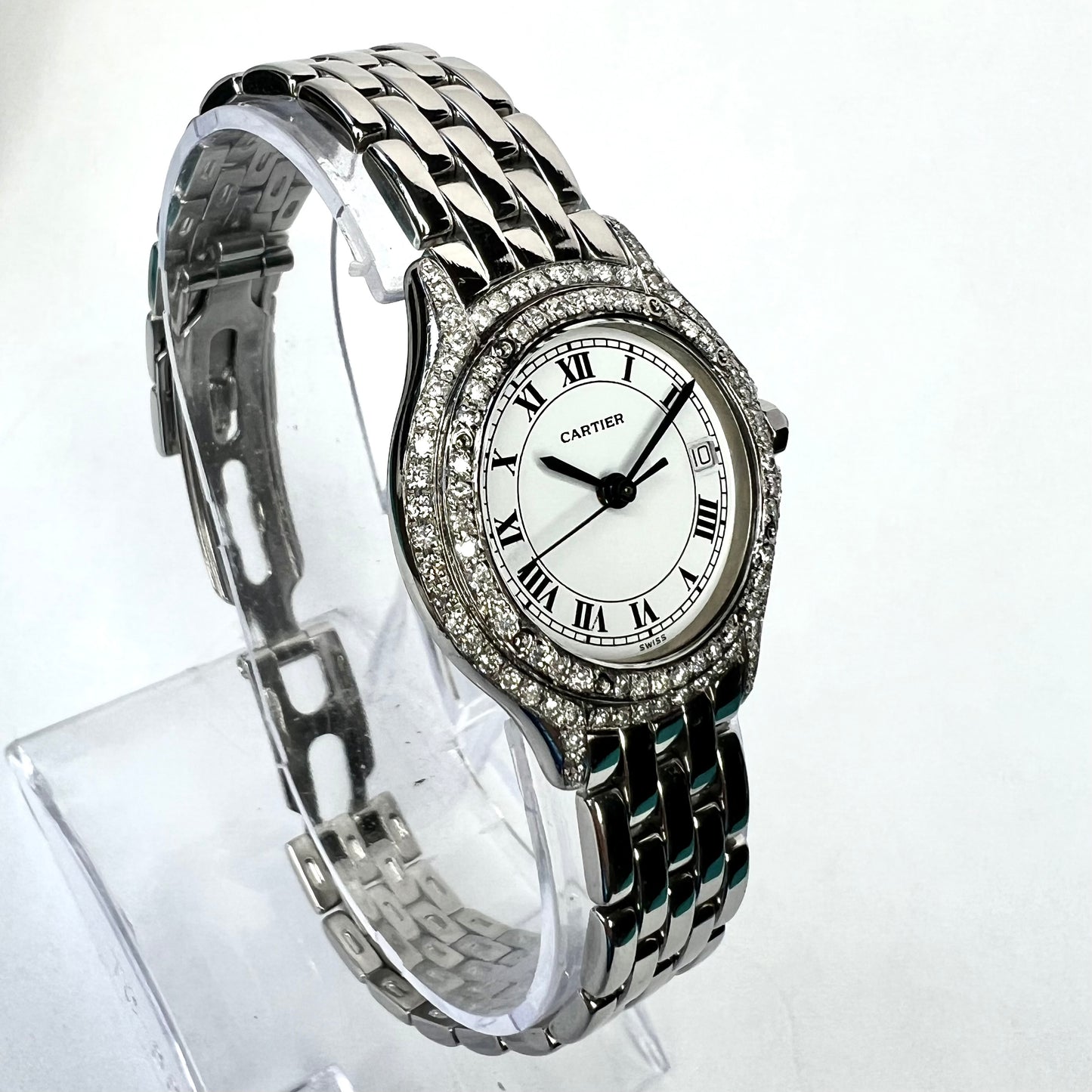 CARTIER PANTHERE COUGAR Quartz 26mm Steel ~0.62TCW Diamond Watch