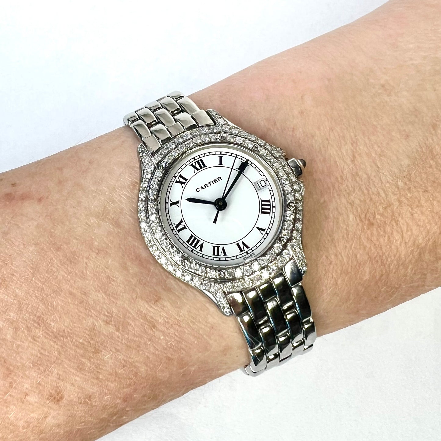 CARTIER PANTHERE COUGER Quartz 26mm Steel ~0.62TCW Diamond Watch