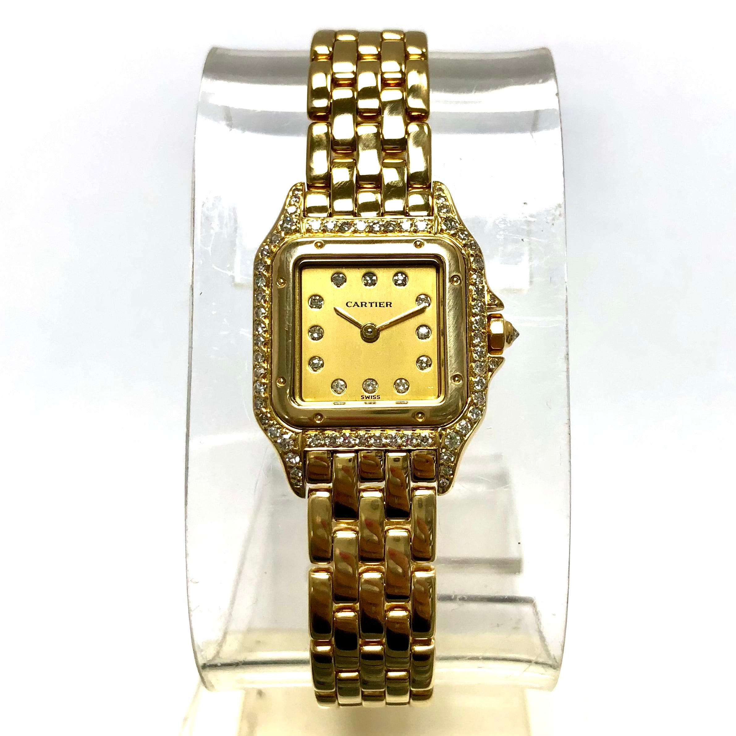 CARTIER PANTHERE Quartz 23mm 18K Yellow Gold ~1TCW Diamond Watch