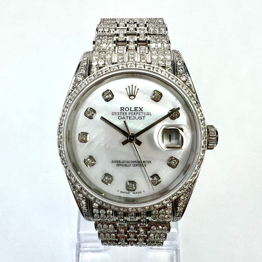 ROLEX DATEJUST Automatic 36mm Steel Full Diamond Watch