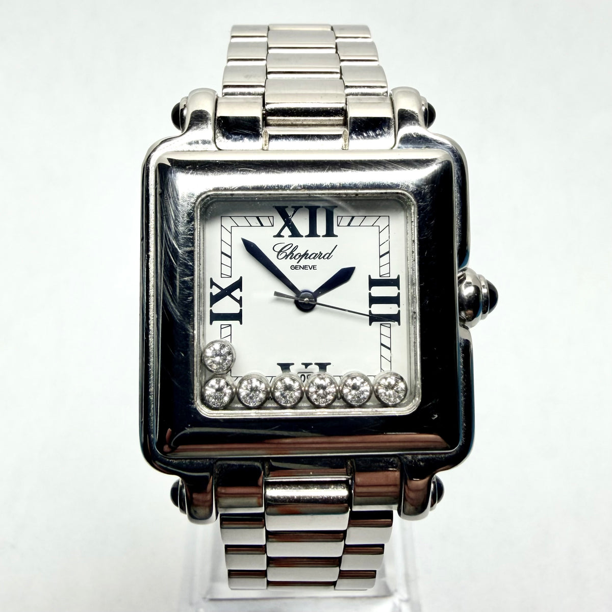 CHOPARD HAPPY SPORT Quartz 27mm Steel 7 Floating DIAMOND Watch White Dial