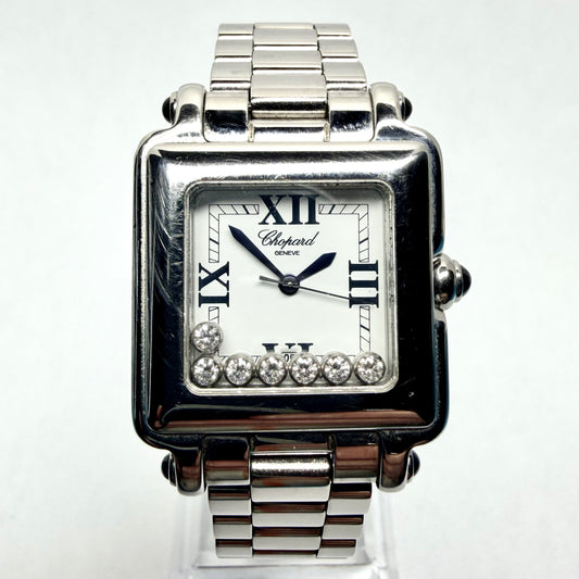 CHOPARD HAPPY SPORT Quartz 27mm Steel 7 Floating DIAMOND Watch White Dial