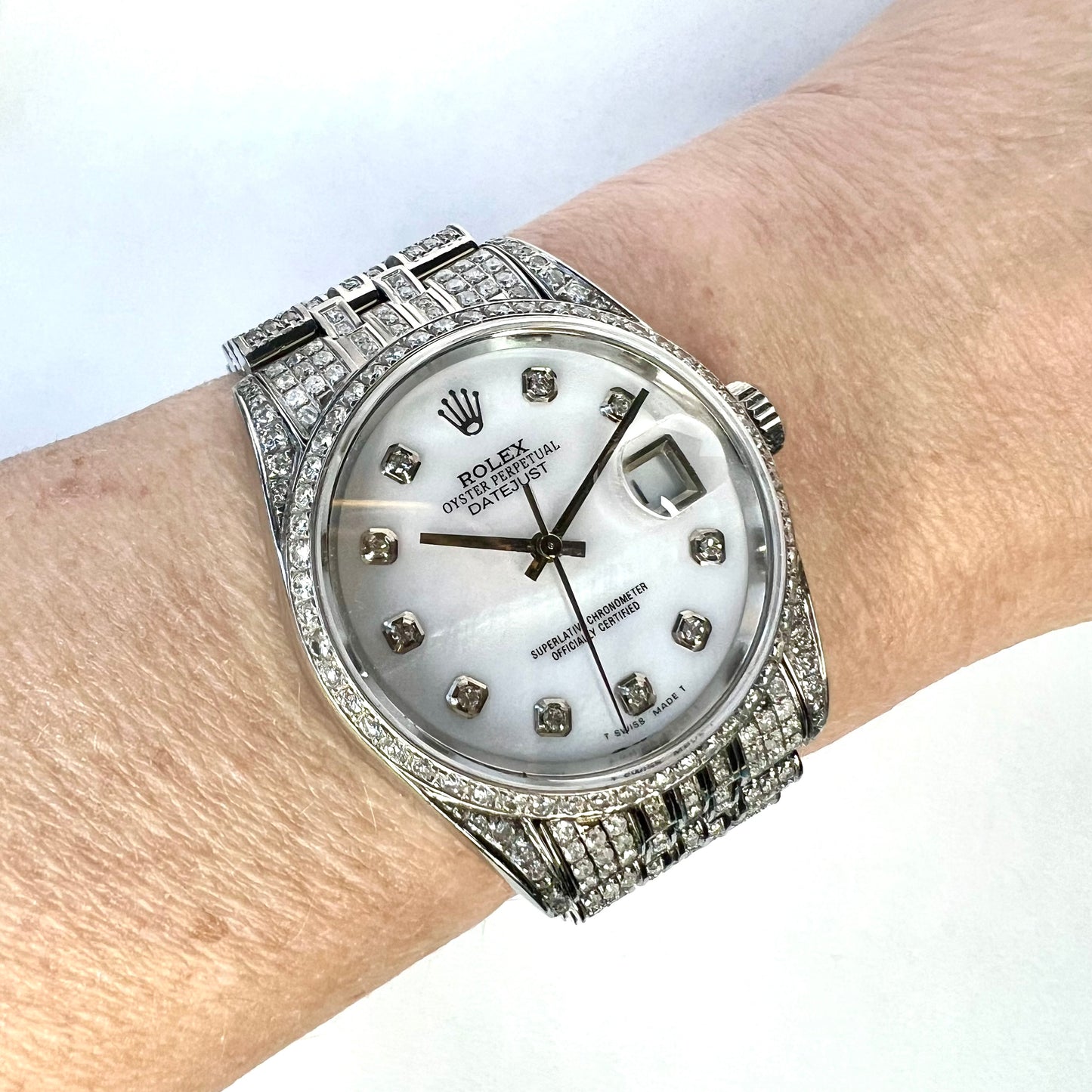 ROLEX DATEJUST Automatic 36mm Steel Full Diamond Watch