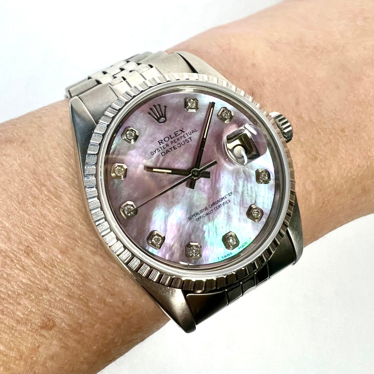 ROLEX DATEJUST Automatic 36mm Steel Diamond Watch Jubilee Bracelet