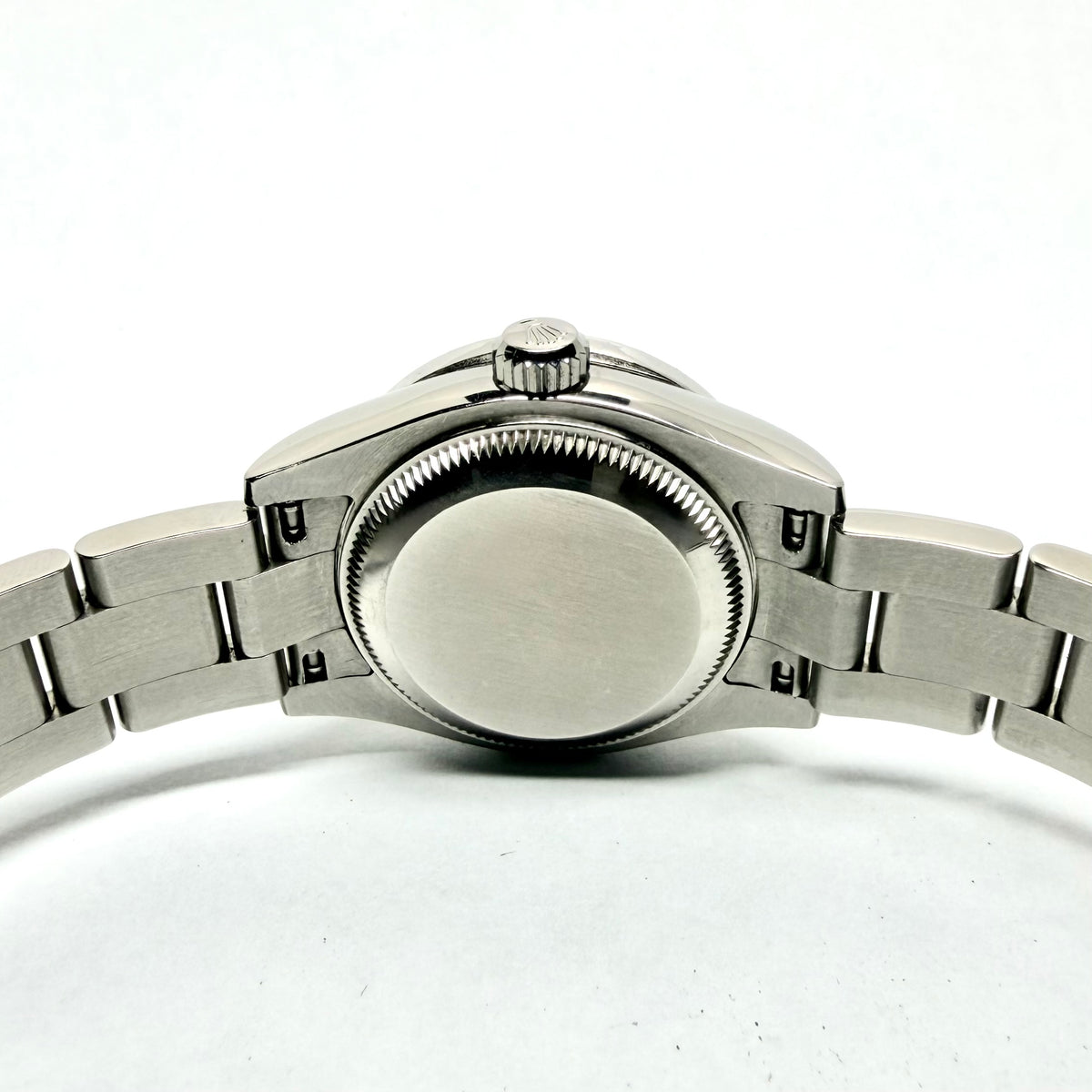 ROLEX Oyster Perpetual Automatic 26mm Steel Diamond Bezel Watch Blue Dial